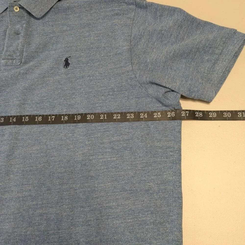 Polo short sleeve medium blue cotton shirt, XXL 2XL